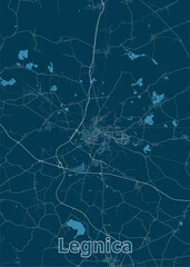 Legnica, Poland artistic blueprint map poster