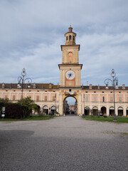 Municipal Tower with Clock in Gualtieri, Reggio Emilia, Italy