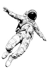 Astronaut in black and white ink