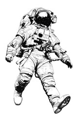 Astronaut in black and white ink