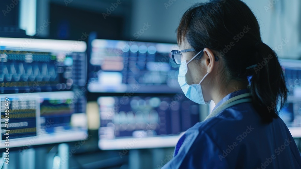 Poster healthcare technology platform featuring a digital dashboard and data analytics tools for comprehens