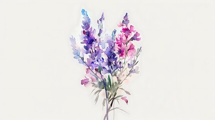 Obraz premium Watercolor Floral Illustration of a Meadow in Bloom