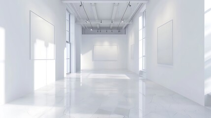 Minimalist Gallery Interior with Empty Frames