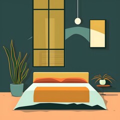 Minimalist Bedroom Design with Plants and a Large Window