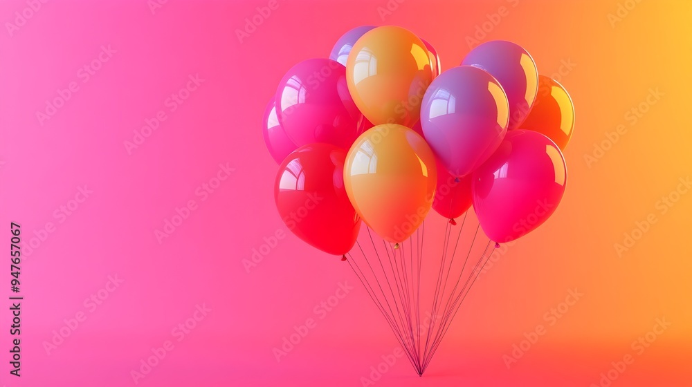 Aufkleber subtle gradient background with clustered bright balloons for minimalist event marketing
