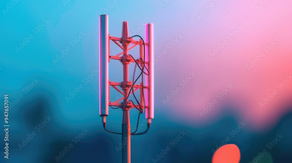 Poster mobile 5g hotspot providing high speed internet connection with blurred depth of field effect futuri