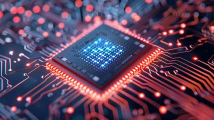 Obraz premium Futuristic 5G cybersecurity network protocols with secure circuit board microchips Digital intelligence and high speed internet infrastructure concept