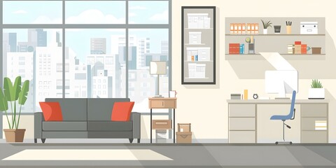 Modern Office Interior Design with City View