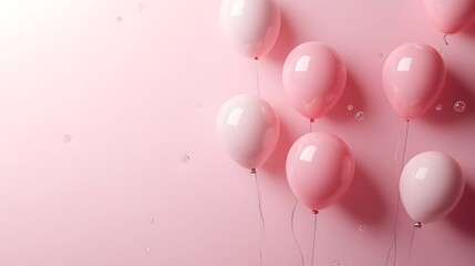 Soft Pink Scattered Balloons Minimalist Celebratory Decor 3D Rendered Background