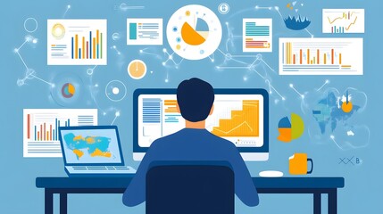 Fototapeta premium Business Analytics Data Visualization Illustration