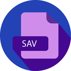 SAV File extension icon with black shadow circular icon