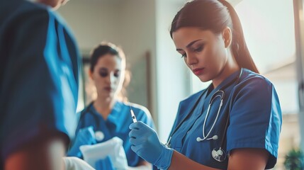 Female Doctor Prepares Syringe for Medical Procedure