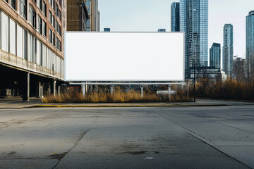 Obraz premium Blank billboard mockup on a street, A large blank billboard on the side of an urban street
