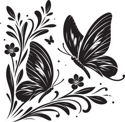 Beautiful butterfly insect silhouette illustration isolated on a white background