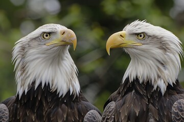 Obraz premium Two Bald Eagles Facing Each Other