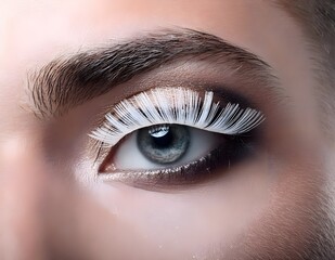 Obraz premium 4) Illustrate a beauty close-up with trendy winged eyeliner and intense eye makeup.
