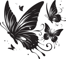 Beautiful butterfly insect silhouette illustration isolated on a white background