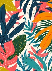 Tropical Leaves Pattern Digital Illustration