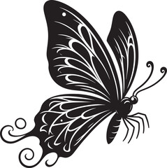 Beautiful butterfly insect silhouette illustration isolated on a white background