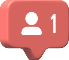Speech cloud 3D icon with follower sign.