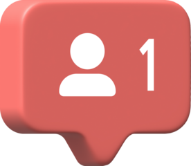 Speech cloud 3D icon with follower sign.
