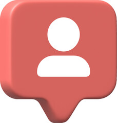 Speech cloud 3D icon with follower sign.