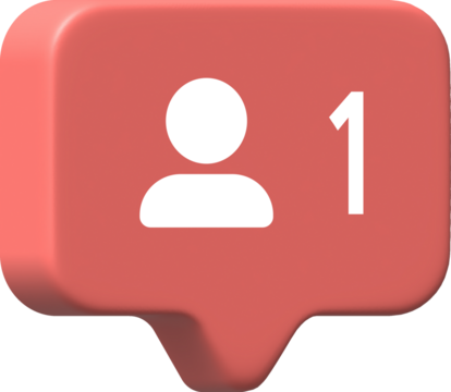 Speech cloud 3D icon with follower sign.