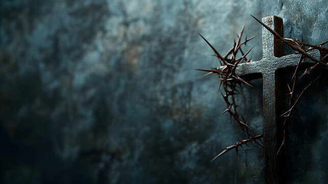 Crown of thorns and holy cross with an isolated background