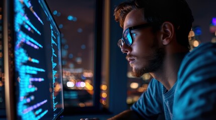 The programmer coding at night