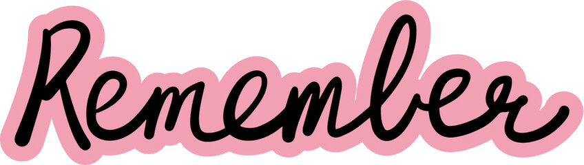 Remember calendar doodle english lettering hand drawn