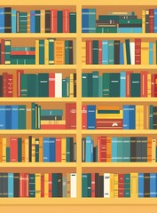 Obraz premium Full Bookshelf with Different Colored Books