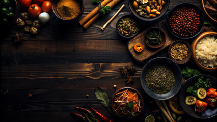 Colorful raw fruits and vegetables varied vegan food, vivid rainbow arrangement