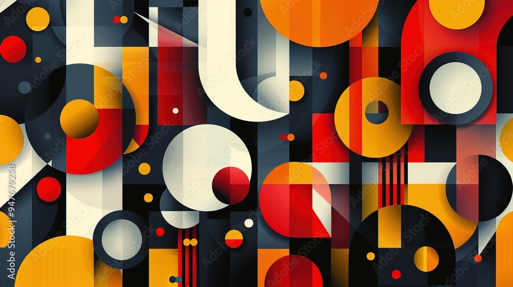 Aufkleber showcase of modern geometric patterns, emphasizing structured aesthetics and clean lines in abstract