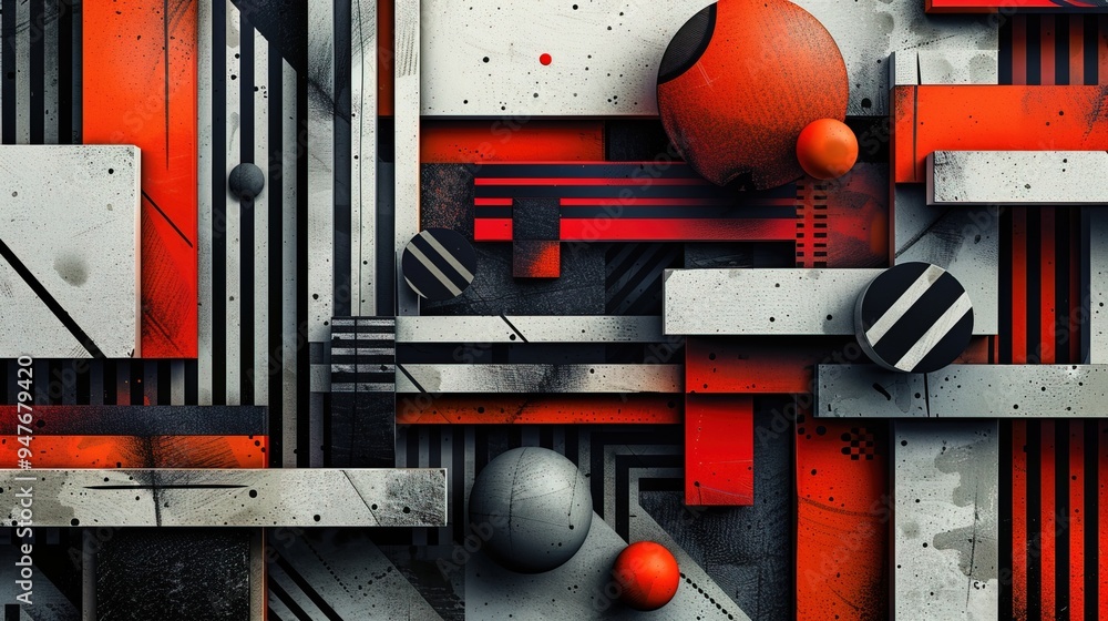 Aufkleber showcase of modern geometric patterns, emphasizing structured aesthetics and clean lines in abstract