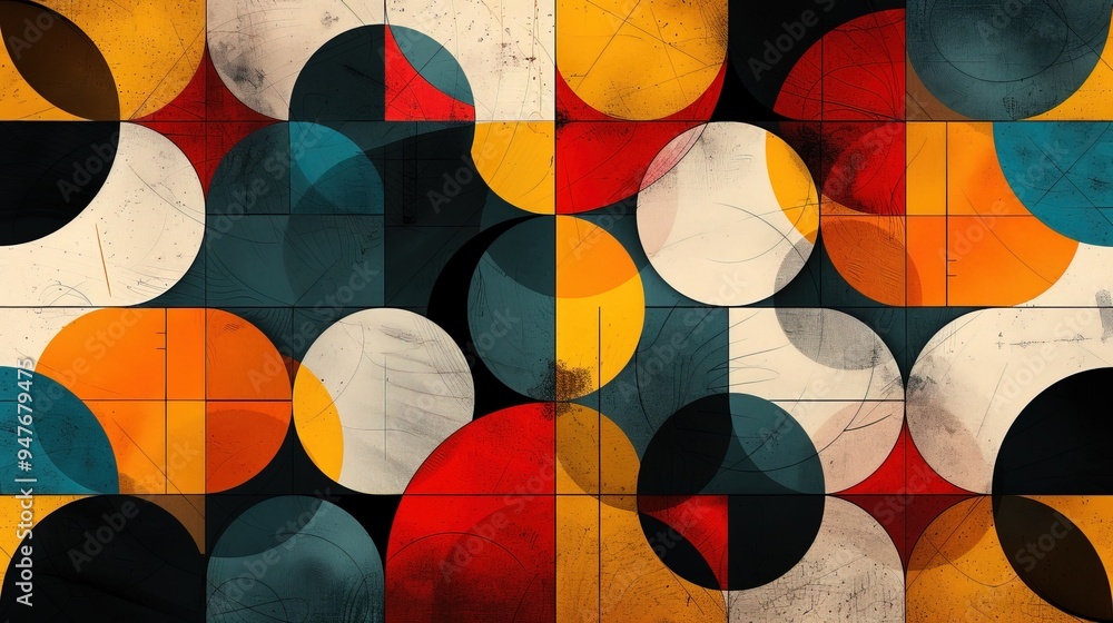 Poster showcase of modern geometric patterns, emphasizing structured aesthetics and clean lines in abstract