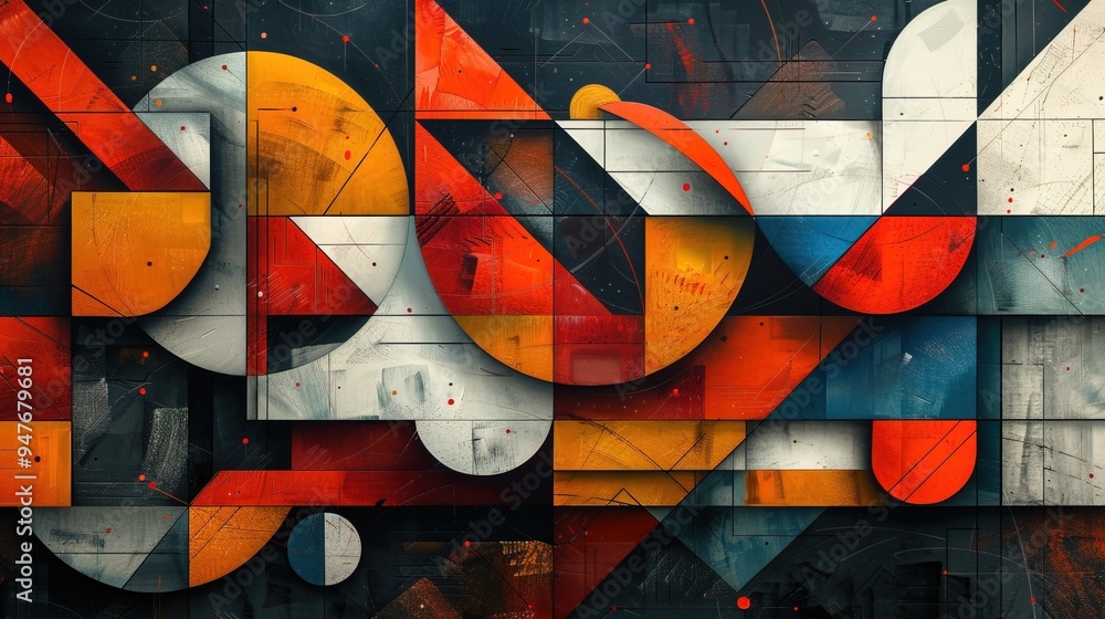 Aufkleber showcase of modern geometric patterns, emphasizing structured aesthetics and clean lines in abstract