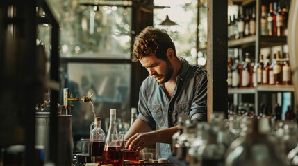 A winemaker blending different wines to create a unique flavor profile