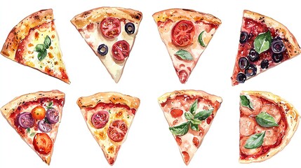 A delightful array of pizza slices featuring fresh ingredients and vibrant toppings for culinary inspiration.