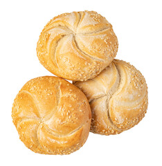 Tasty fresh buns with sesame seeds Isolated on transparent background. png file