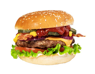 tasty cheeseburger Isolated on transparent background. png file