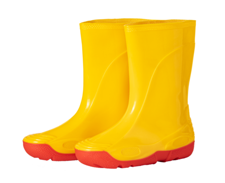 yellow rubber boots Isolated on transparent background. png file