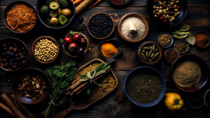 Colorful raw fruits and vegetables varied vegan food, vivid rainbow arrangement