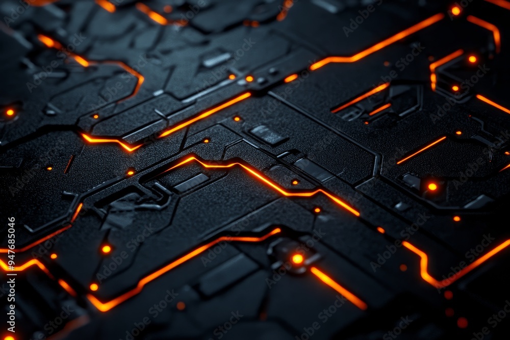 Aufkleber close up of futuristic cyber armor with metallic pattern and neon lights in abstract gaming style
