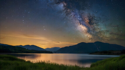 Fototapeta premium Night Photography: Palm Trees and the Galaxy