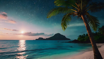 Night Sky Over an Exotic Beach Retreat