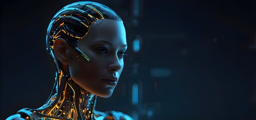 Neon Tech Meets Skin, Futuristic Android's Luminous Implant