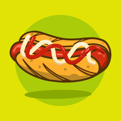 a tempting and delicious looking hotdog design drawn in a simple style