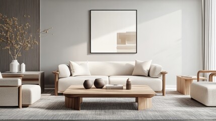 Minimalist living room, modern, space, gray and white tones, create, elegant atmosphere, warm, quiet sense, simple walls, minimalist, aesthetic, simple, comfortable, elegant, lifestyle, modern design,