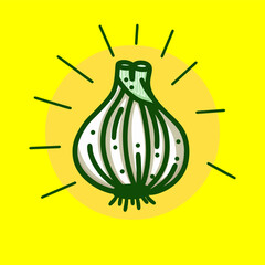 The fresh garlic design is drawn in a simple style