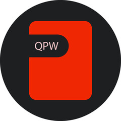 QPW File icon black shadow with rounded corners in circular shape